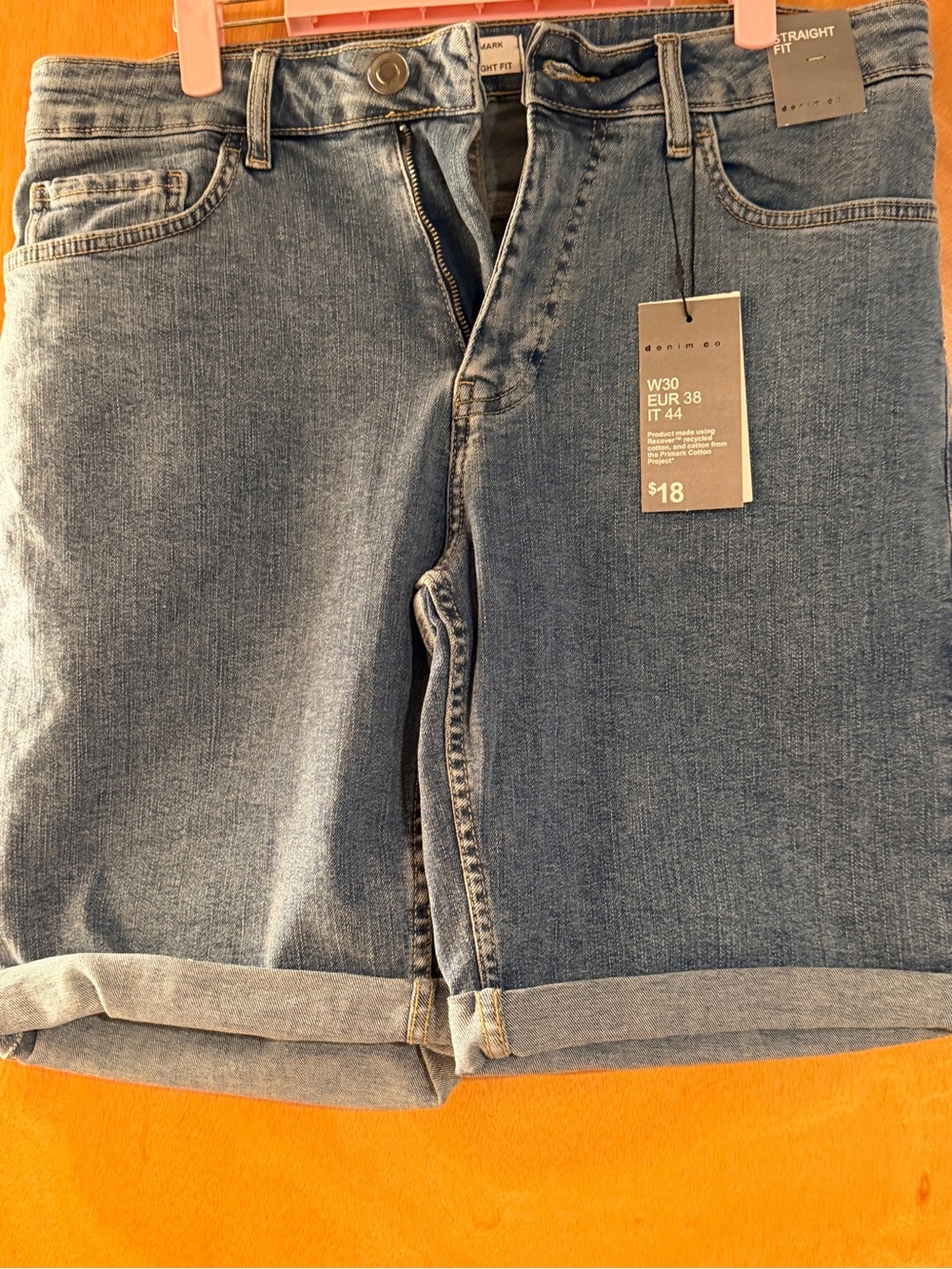 Denim&Co Men's Straight Fit Light Blue Denim Shorts
